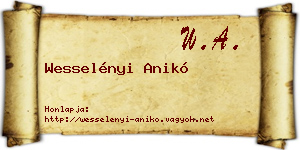 Wesselényi Anikó névjegykártya